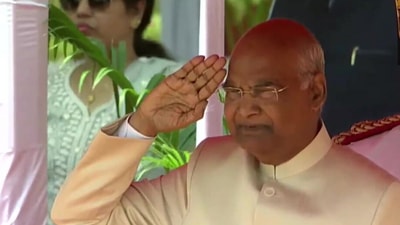 Ex-Prez Ram Nath Kovind received one final guard of honour before leaving Rashtrapati Bhavan (ANI) Ex-Prez Ram Nath Kovind received one final guard of honour before leaving Rashtrapati Bhavan (ANI)