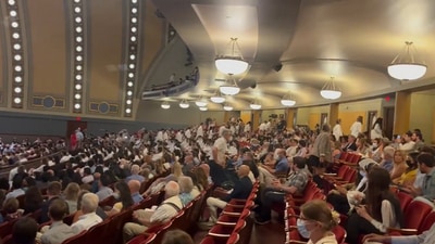 Screengrab from viral video during the white coat ceremony at University of Michigan. ( Twitter)
