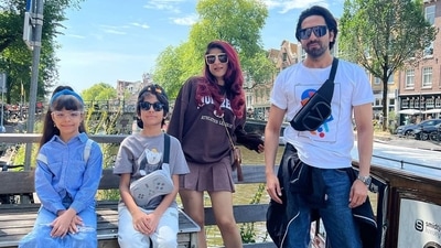 Ayushmann Khurrana with wife Tahira Kashyap and their two kids. Ayushmann Khurrana with wife Tahira Kashyap and their two kids. 