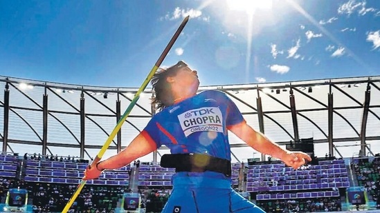 Neeraj Chopra clinches silver medal in finals of men's javelin throw at the World Athletics Championships 2022 (HT_PRINT) Neeraj Chopra clinches silver medal in finals of men's javelin throw at the World Athletics Championships 2022 (HT_PRINT)