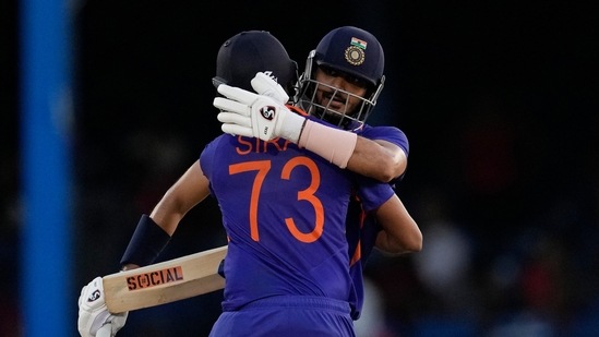 Axar hit the winning runs with a six off fourth ball of the last over(AP) Axar hit the winning runs with a six off fourth ball of the last over(AP)