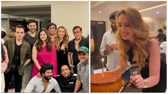 Salman Khan and others at Iulia Vantur's birthday party on Sunday.&nbsp;