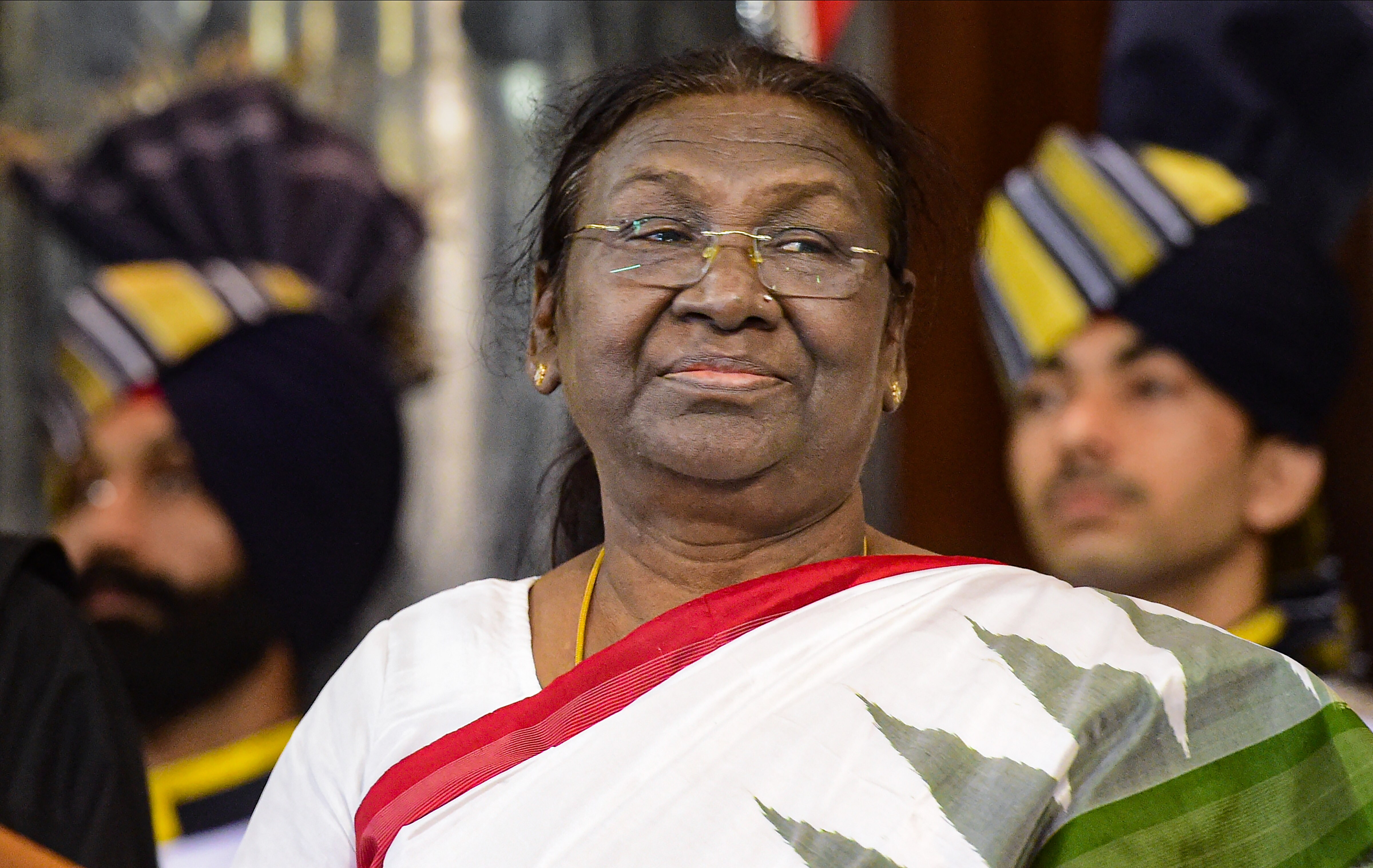 India's 15th President Droupadi Murmu during her oath ceremony in the Central Hall of Parliament, in New Delhi, Monday, July 25, 2022. (PTI Photo/Kamal Kishore)