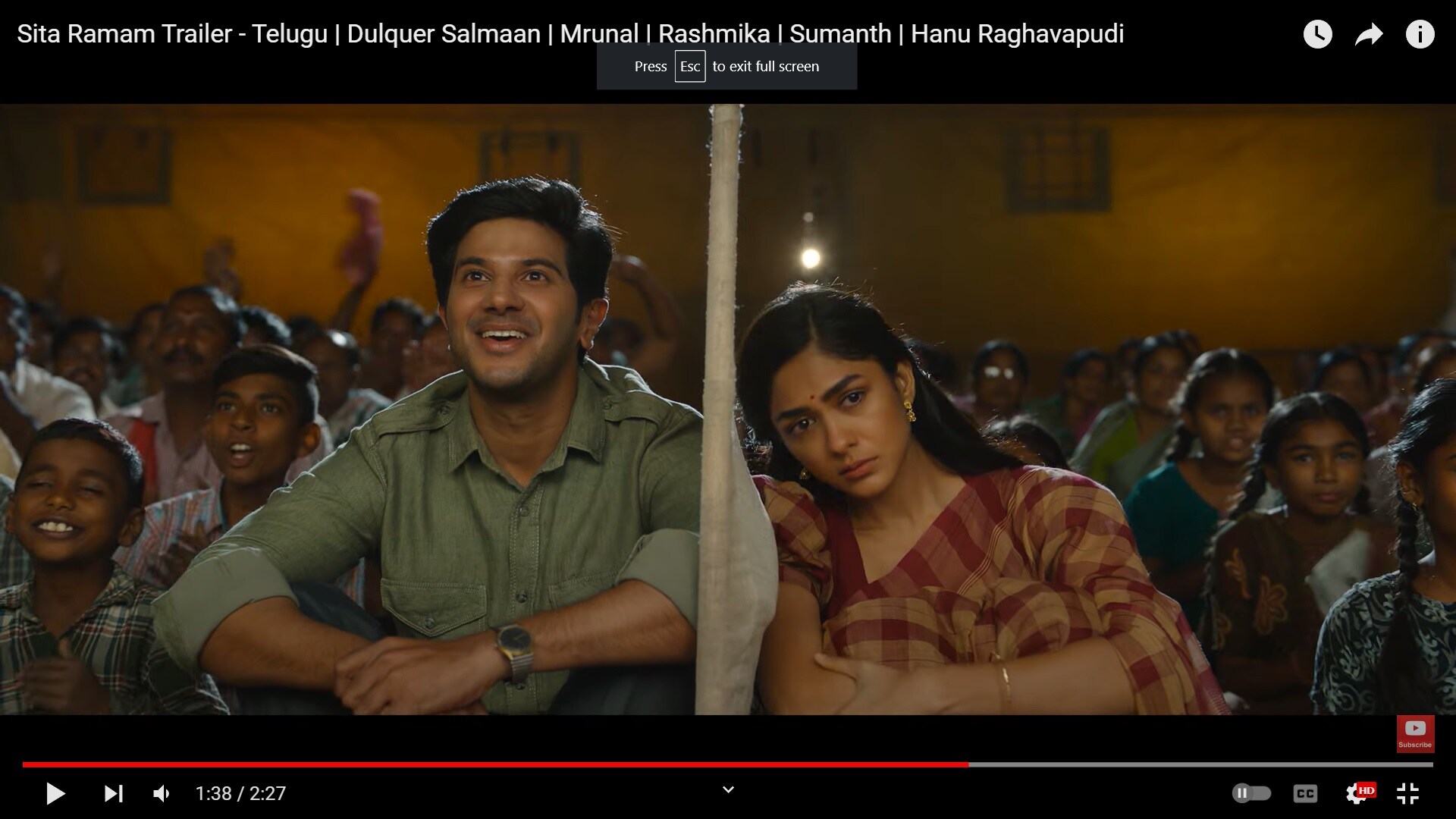 Dulquer Salmaan and Mrunal Thakur in a still from Sita Ramam trailer. Dulquer Salmaan and Mrunal Thakur in a still from Sita Ramam trailer.