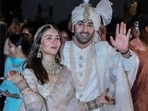 Alia Bhatt and Ranbir Kapoor pose for paparazzi after their wedding in April. Alia Bhatt and Ranbir Kapoor pose for paparazzi after their wedding in April.