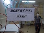 TOPSHOT - A health worker walks inside an isolation ward built as a precautionary measure for the monkeypox patients at a civil hospital in Ahmedabad on July 25, 2022.(AFP) TOPSHOT - A health worker walks inside an isolation ward built as a precautionary measure for the monkeypox patients at a civil hospital in Ahmedabad on July 25, 2022.(AFP)
