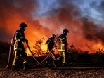 A massive wildfire was spreading in the eastern German state of Brandenburg in a region with lots of bone-dry pine forests where firefighters have to be especially careful because of old World War II ammunition that’s still buried there. (AFP) A massive wildfire was spreading in the eastern German state of Brandenburg in a region with lots of bone-dry pine forests where firefighters have to be especially careful because of old World War II ammunition that’s still buried there. (AFP)