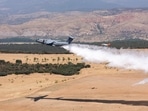 The aircraft's low-level flight capability and manoeuvrability at low speeds makes it capable of droping payloads of water at very low heights, down to 50 metres. (Michael Schoellhorn/Twitter)