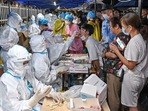 File photo of mass testing for coronavirus in China. File photo of mass testing for coronavirus in China.