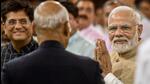 PM Narendra Modi greets outgoing President Ram Nath Kovind during the latter's farewell. (PTI) PM Narendra Modi greets outgoing President Ram Nath Kovind during the latter's farewell. (PTI)