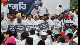 Punjab Congress on Tuesday held a protest against the alleged victimisation and harassment of party president Sonia Gandhi, who was made to appear before the Enforcement Directorate (ED) for the second time in the National Herald case.
