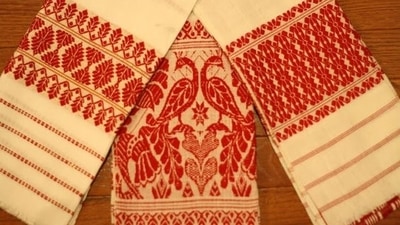 There are a total of nine types of Gamosas used for different occassions. Uka Gamosa, Phulam Gamosa, Bihuwan Gamosa, Tiyoni Gamosa, Pani Gamosa, Anakota Gamosa, Telosh Gamusa, Jor Gamosa and Xadharon Gamosa. (Pinterest) There are a total of nine types of Gamosas used for different occassions. Uka Gamosa, Phulam Gamosa, Bihuwan Gamosa, Tiyoni Gamosa, Pani Gamosa, Anakota Gamosa, Telosh Gamusa, Jor Gamosa and Xadharon Gamosa. (Pinterest)