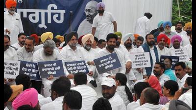Punjab Congress on Tuesday held a protest against the alleged victimisation and harassment of party president Sonia Gandhi, who was made to appear before the Enforcement Directorate (ED) for the second time in the National Herald case.