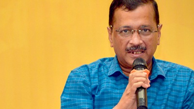 Rajkot: Delhi Chief Minister and AAP Convener Arvind Kejriwal speaks during a meeting with traders and businessmen, in Rajkot, Tuesday, July 26, 2022. (PTI) Rajkot: Delhi Chief Minister and AAP Convener Arvind Kejriwal speaks during a meeting with traders and businessmen, in Rajkot, Tuesday, July 26, 2022. (PTI)