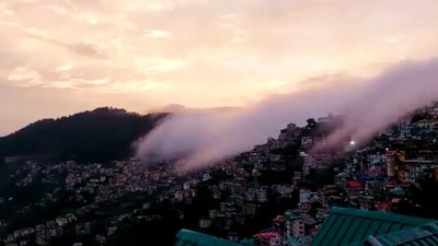 The image, taken from the Twitter video shared by a Nagaland minister, shows clouds floating down the valleys. (Twitter/@AlongImna)