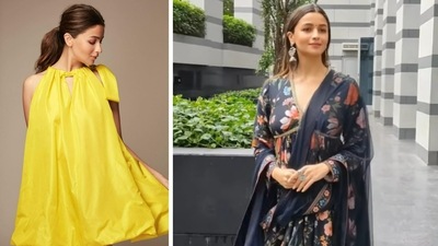 Alia Bhatt decked up in yellow for Darlings trailer launch and changed to a black outfit later. Alia Bhatt decked up in yellow for Darlings trailer launch and changed to a black outfit later. 