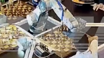 A chess-playing robot grabbed the finger of its 7-year-old opponent and broke it (Screengrab)