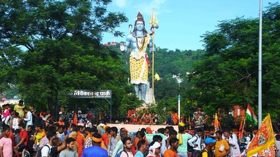"Kankhal is the in-laws of Daksha Prajapati Mahadev and is the first temple of Lord Shiva in the world. Lord Shiva had promised that he would reside here for one month of Sawan and resides only in Daksha Prajapati for the month of Sawan," a devotee was quoted by saying news agency ANI.(ANI)