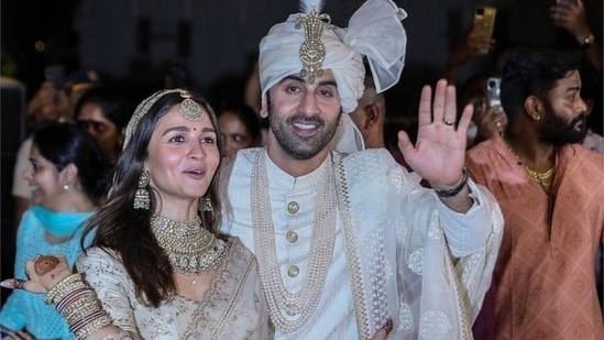 Alia Bhatt and Ranbir Kapoor pose for paparazzi after their wedding in April. Alia Bhatt and Ranbir Kapoor pose for paparazzi after their wedding in April. 