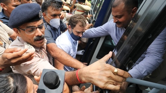 Ernakulam MP Hibi Eden said, "We were holding a peaceful protest to give a petition to the President of India, but were attacked by the police. All the MPs, including Rahul Gandhi, have been arrested and taken to police stations."(PTI)