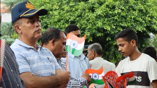 Jai Ram attended a Kargil Vijay Siwas being celebrated in Himachal Pradesh. (Birbal Sharma /HT)