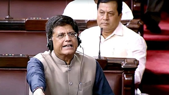 Leader of House in Rajya Sabha Piyush Goyal said the government had conveyed to the opposition members that it was ready to hold a discussion on price rise.(ANI Photo/Sansad TV)