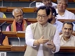 Kiren Rijiju speaking in Parliament on Tuesday. Kiren Rijiju speaking in Parliament on Tuesday. 