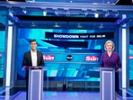Liz Truss and Rishi Sunak take questions from the Sun readers at TalkTV's Ealing Studios, west London, during the Conservative Party leadership debate. Liz Truss and Rishi Sunak take questions from the Sun readers at TalkTV's Ealing Studios, west London, during the Conservative Party leadership debate.