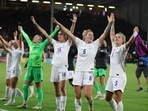 England players celebrate after the match against Sweden