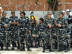 (File Photo) Central Reserve Police Force personnel stand on guard.(Shrikant Singh) (File Photo) Central Reserve Police Force personnel stand on guard.(Shrikant Singh)