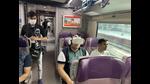 Passengers on Vande Bharat train to Katra can opt to watch a 15-minute 3D 360 video reality (VR) movie on Mata Vaishno Devi, which gives a detailed overview of the holy shrine. (HT Photo)