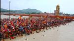 Visuals from Haridwar on the last day of the Kanwar Yatra this year on Tuesday. (HT Photo)