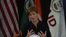 A administradora da USAID, Samantha Power, em Nova Delhi, na quarta-feira.  (Foto AP)