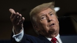 Former U.S. President Donald Trump speaks during the America First Agenda Summit, at the Marriott Marquis hotel in Washington, DC. 