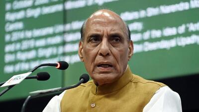 Defence minister Rajnath Singh speaking at the inauguration of AMMO INDIA 2022,2nd conference on Military Ammunition in New Delhi on Wednesday. (ANI) Defence minister Rajnath Singh speaking at the inauguration of AMMO INDIA 2022,2nd conference on Military Ammunition in New Delhi on Wednesday. (ANI)