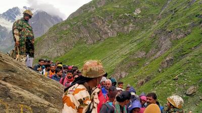 Stranded Amarnath devotees were given clearance after the Jammu-Srinagar highway partially restored. (ANI)