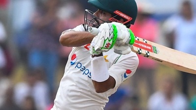 SL vs PAK: Babar Azam plays a shot. (AFP) SL vs PAK: Babar Azam plays a shot. (AFP)