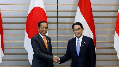 Indonesia's President Joko Widodo and Japanese Prime Minister Fumio Kishida attend a summit meeting at the prime minister's official residence in Tokyo, Japan, July 27, 2022. (REUTERS)