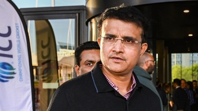BCCI President Sourav Ganguly ahead of ICC Board meeting, at the Library of Birmingham, Tuesday, July 26, 2022. (PTI)