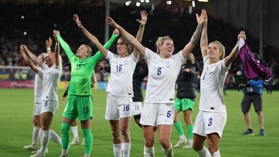 England players celebrate after the match against Sweden (REUTERS)
