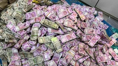 The cash seized from Arpita Mukherjee's Belgharia flat on Wednesday. The cash seized from Arpita Mukherjee's Belgharia flat on Wednesday.
