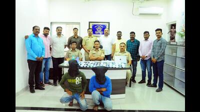 The two accused of the robbery in police custody. (HT PHOTO)