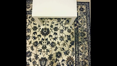 This optical illusion has a phone hidden on this carpet.&nbsp; (Facebook/Jei Yah Mei)