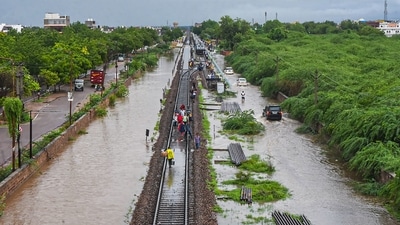 Jodhpur: Flooded roads after heavy monsoon rains, in Jodhpur, Tuesday, July 26, 2022. (PTI)