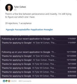 Tyler Cohen's now-viral Linkedin post Tyler Cohen's now-viral Linkedin post
