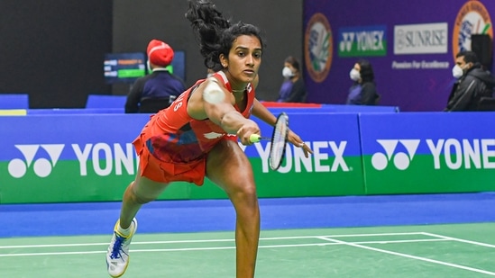 PV Sindhu plays a shot(PTI/File Photo)