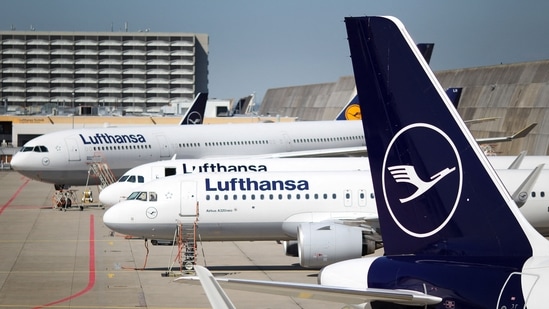 German national carrier Lufthansa said it would have to cancel almost all flights at its domestic hubs in Frankfurt and Munich on July 27, 2022 because of a planned strike by ground crew, The one-day walkout called by Germany's powerful Verdi union will have a "massive impact",&nbsp;(AFP)