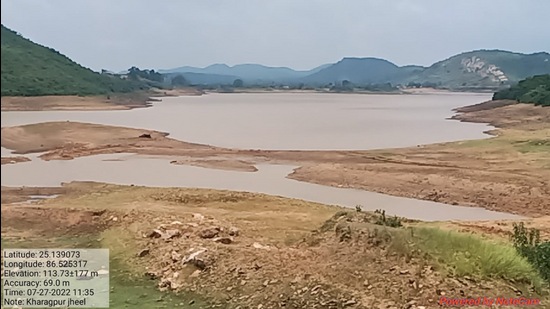 A drying reservoir in Bihar. (HT Photo)