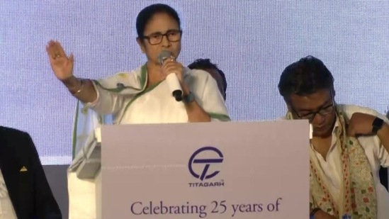 Bengal CM Mamata Banerjee addresses the event of Titagarh Wagons on Wednesday, July 27, 2022. (ANI Photo)