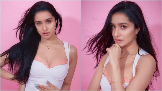 Shraddha Kapoor looks like a dream in this little white dress featuring lace bustier detailing. She teamed her outfit with white pointed stilettoes.(Instagram/@shraddhakapoor)